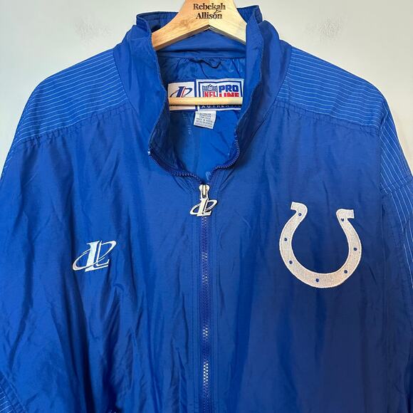 Vintage NFL Pro Line Indianapolis Colts x Logo Athletic Jacket SZ LARGE Blue - Picture 6 of 11